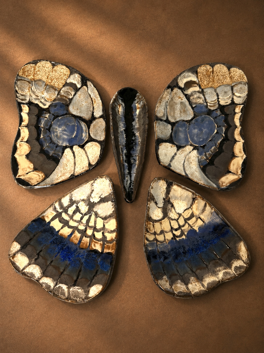 Petisqueira borboleta bege / azul